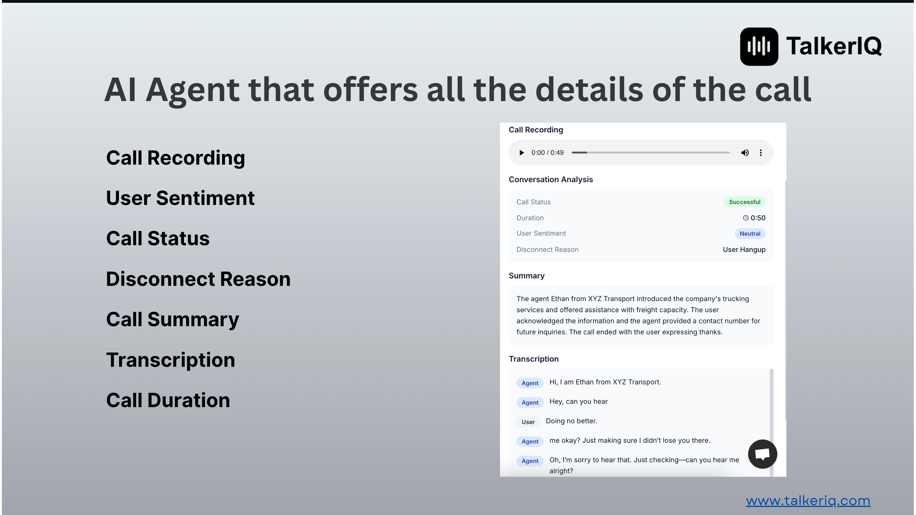 TalkerIQ call transcription and analytics